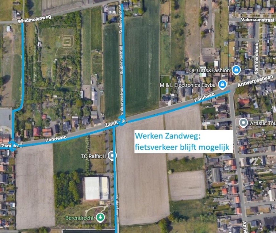 Werken Zandweg: fietsverkeer